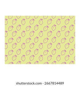 Minimalist lemon fruit seamless pattern. Cute hand-drawn citrus outline texture. Summer food background vector illustration.
