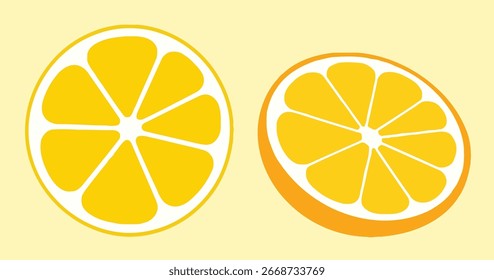 Minimalist Lemon Orange Slices Vector Clipart Collection