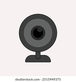 Minimalist lens web camera cartoon. creative online recording camera, symbol black, graphic capture, photography focus lens web camera sign. isolated symbol vector illustration