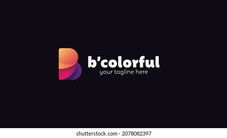 Minimalist letter b colorful and playful logo design