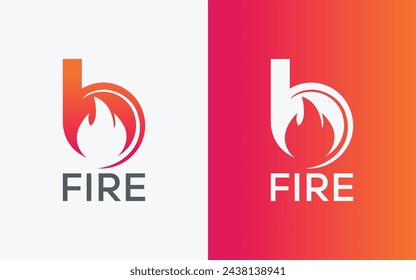 Minimalist Letter B Fire flame vector logo. Modern colorful B Bonfire vector logo. abstract colorful B Fire logo