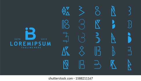 Minimalist letter B logo collection