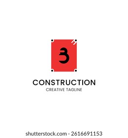 minimalist letter B logo design for construction company
