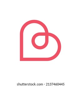 minimalist Letter B Love Logo Template. love icon design. vector art illustration