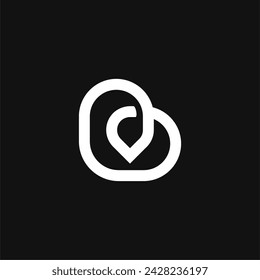 minimalist letter B and pin logo concept vector icon