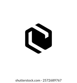 minimalist Letter C and box or Hexagon C logo concept vector icon