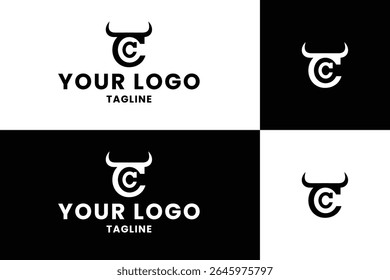 Minimalist Letter C Bull Horns Logo