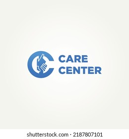 minimalist letter c helping hand care icon logo template vector illustration design. simple humanity, charity, people care logo concept