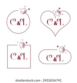 Minimalist letter C and L modern monogram set