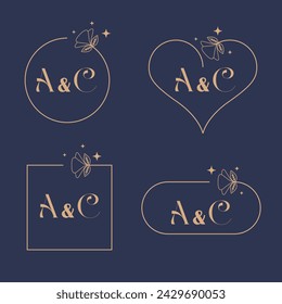 Minimalist letter A and C modern monogram set