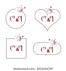 Minimalist letter C and I modern monogram set