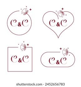 Minimalist letter C and C modern monogram set