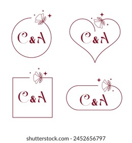 Minimalist letter C and A modern monogram set