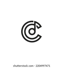 Minimalist Letter C with note music symbol. Creative vector based icon template.