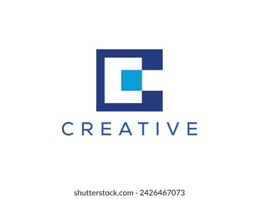 Minimalist letter c pixel logo design vector template