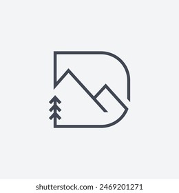 Minimalist Letter D Adventure Logo Icon Vector