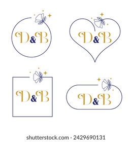 Minimalist letter D and B modern monogram set