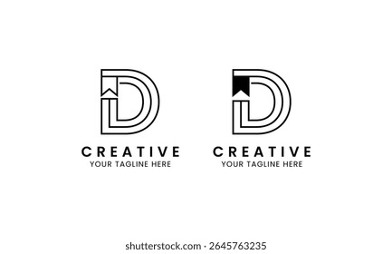 Minimalist letter D book logo for education, book store and library