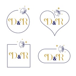 Minimalist Letter D And R Modern Monogram Set