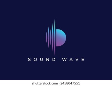 Minimalist Letter D Sound Wave vector logo. Modern Sound Wave logo. D Music Logo