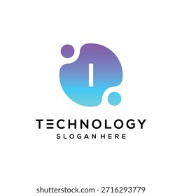 Minimalista letra I tecnología digital computadora internet logo diseño Vector Plantilla