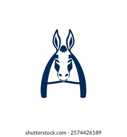 Minimalist Letter A Donkey Head Logo Design Silhouette Vector