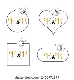 Minimalist letter E and B modern monogram set