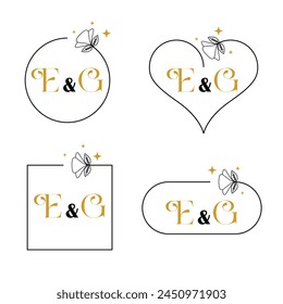 Minimalist letter E and G modern monogram set