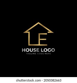 minimalist letter E luxurious house logo vector design for real estate, home rent, property agent