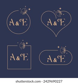 Minimalist letter A and E modern monogram set