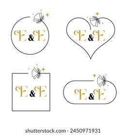 Minimalist letter E and E modern monogram set