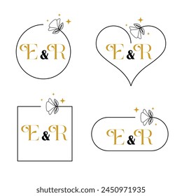 Minimalist letter E and R modern monogram set
