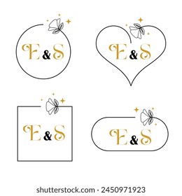 Minimalistischer Buchstabe E und S modernes Monogramm-Set
