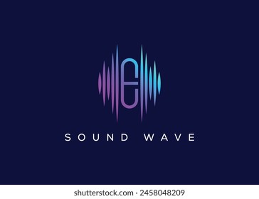 Minimalistisches Letter E Sound Wave Vektorgrafik Logo. In: Modern Sound Wave logo. E-Musik-Logo