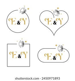 Conjunto de monograma moderno minimalista letra E e Y