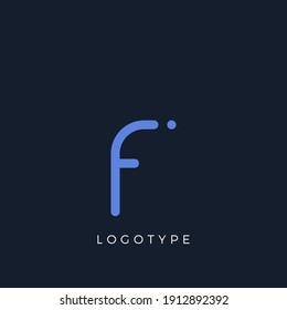 Minimalist letter f with dots, awesome monogram. Lowercase letter for modern and creative logo concept. Initials template on dark background. Vector design.