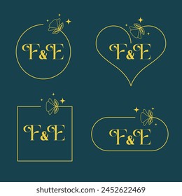 Minimalist letter F and E modern monogram set
