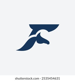 Minimalist Letter F Horse Logo Vector Illustration