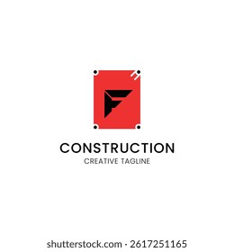 minimalist letter f logo design for construction company