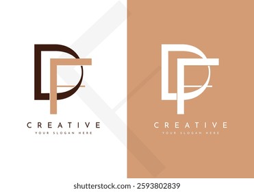 Minimalist letter FD, DF monogram logo design