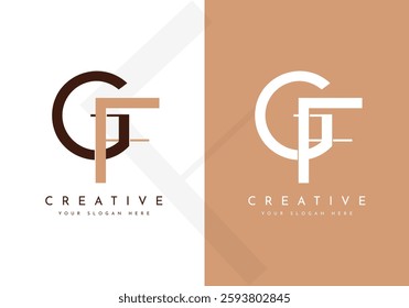 Minimalist letter FG, GF monogram logo design