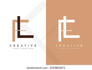 Minimalist letter FL, LF monogram logo design
