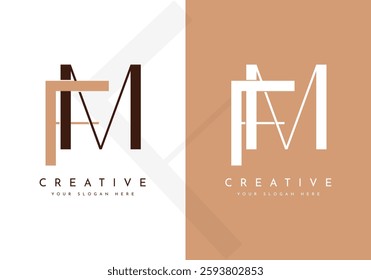 Minimalist letter FM, MF monogram logo design