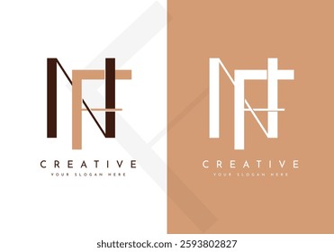 Minimalist letter FN, NF monogram logo design
