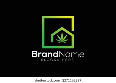 Minimalist letter G cannabis eco home icon logo design template