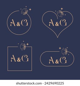 Minimalist letter A and G modern monogram set