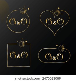 Minimalist letter G and O modern monogram set
