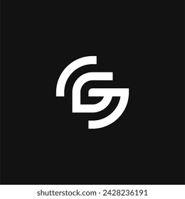 minimalist Letter GG with simetrical logo concept vector icon