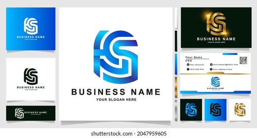 Minimalist letter HCS or HSS monogram logo template with business card design