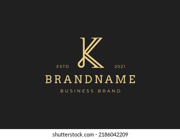 Minimalist Letter initial K logo design template, vintage style, Vector illustrations